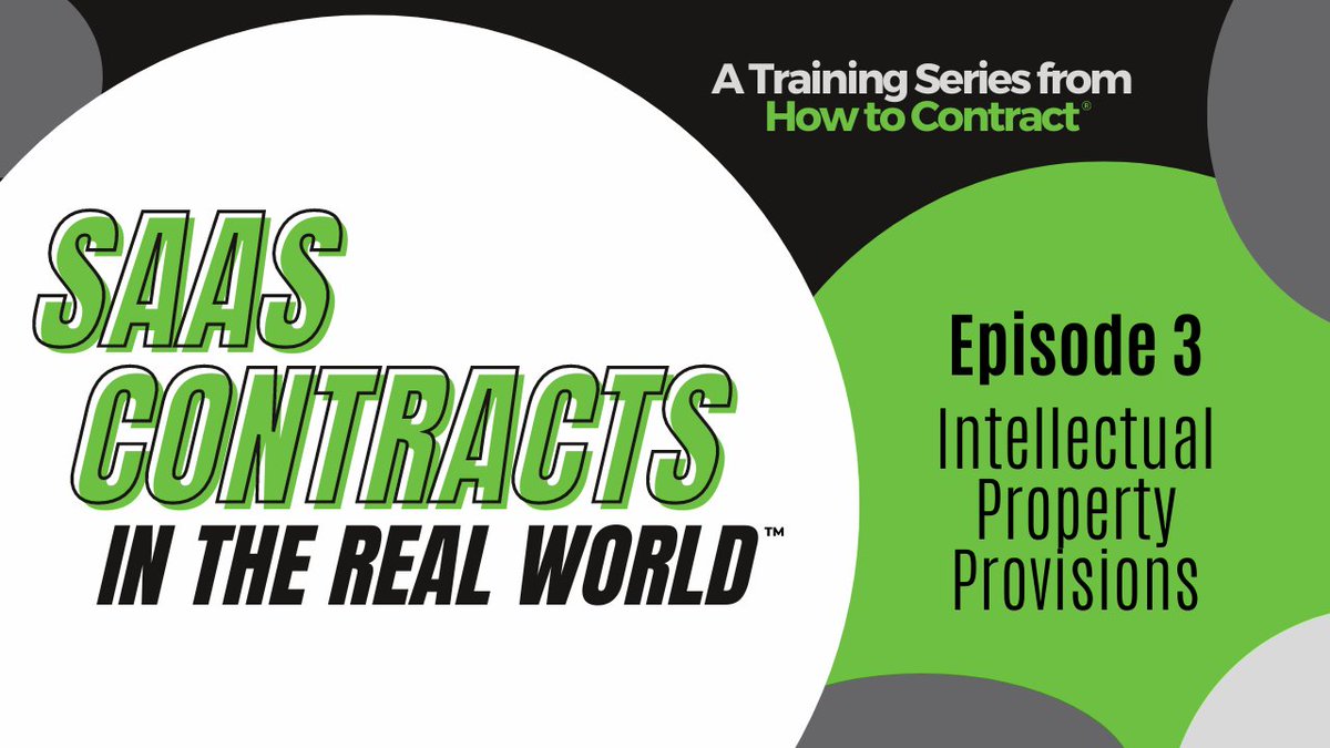 HowtoContract's tweet image. Check out our latest episode of SaaS Contracts in the Real World covering intellectual property in SaaS contracts, with a focus on IP licensing, open source, IP assignment, and IP-related remedies. This recording will be available for free till Nov 15: loom.ly/X3p4yOI