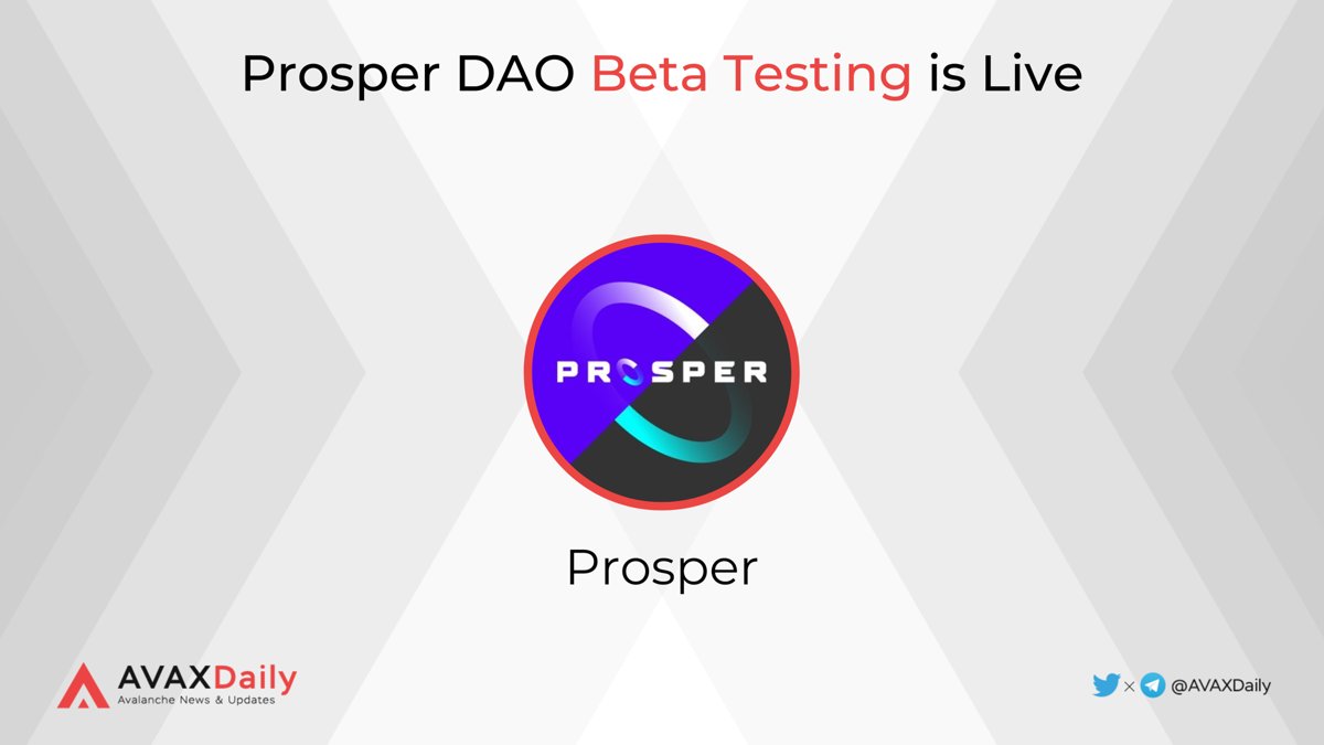 📢Prosper DAO Beta Testing is Live 👉Submit your own proposals: dao.prosper.so ⏰End: 10th of November 📒Guide: medium.com/prosper/how-to… #AVAX #Avalanche $AVAX