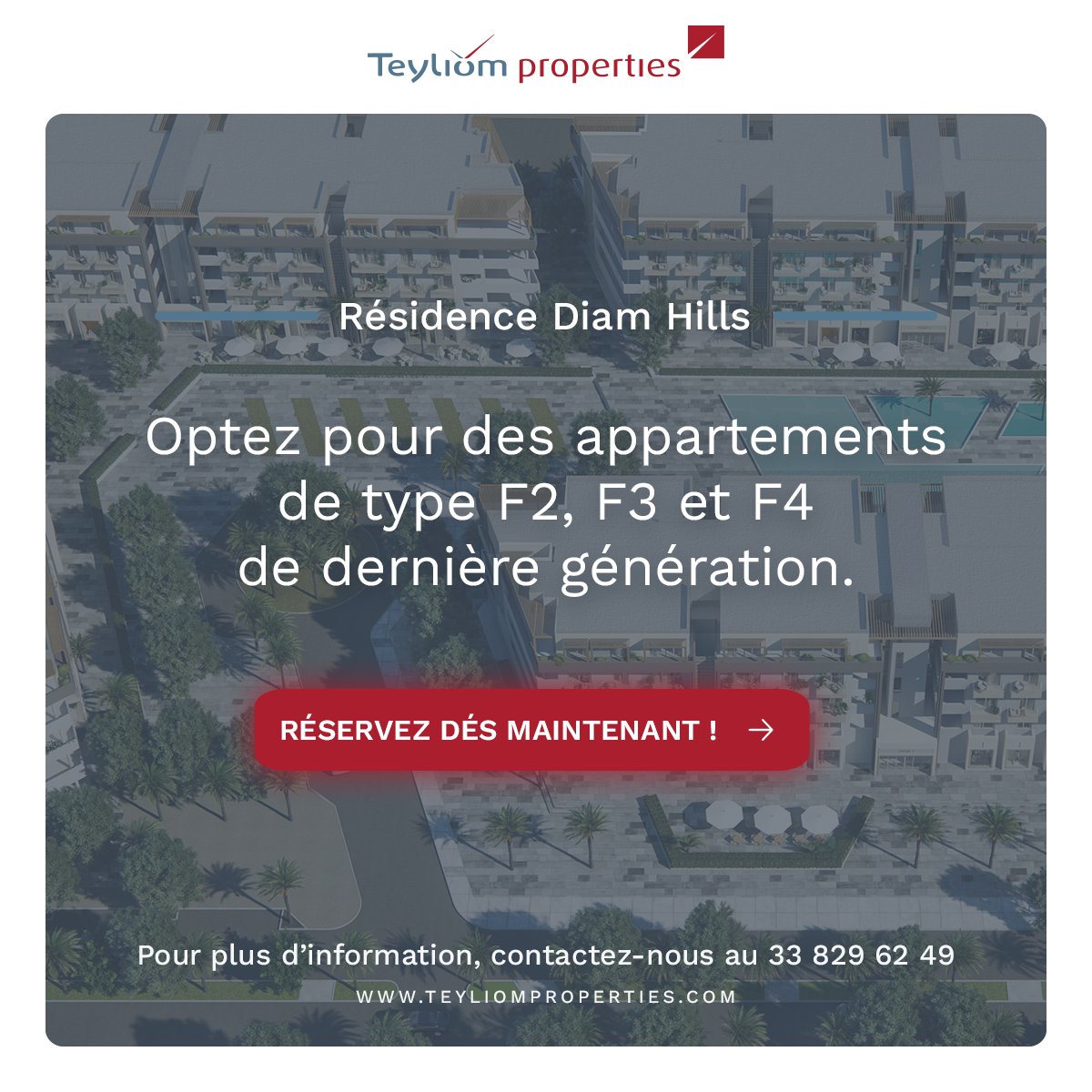 [ Résidence DIAM HILLS : Appartements ]

Infrastructures modernes, luxe et confort sont les caractéristiques des appartements Diam hills, optez pour un  F2, F3, F4. 🏠✨
N’attendez plus succombez pour l'un de nos appartements.

Réservez dès maintenant ! teyliomproperties.com