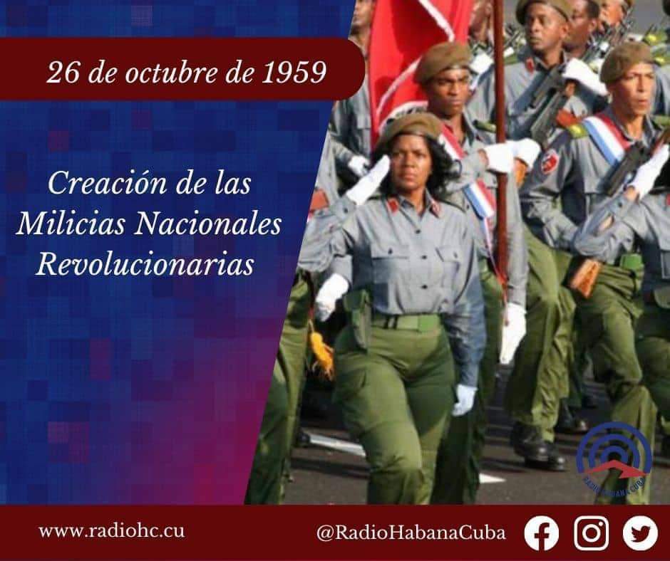 pozolvarez1's tweet photo. Consciente q defensa d la #PatriaUnidaYSolidaria es deber d todos, Gobierno Revolucionario convocó al #PuebloAtentoYActivo a crear Milicias Nacionales Revolucionarias el 26/10/1959, llamado al q acudió toda #CubaPorLaPaz en defensa d #RevoluciónCubana naciente. #CubaBandera https://t.co/R9pu4HDtyB