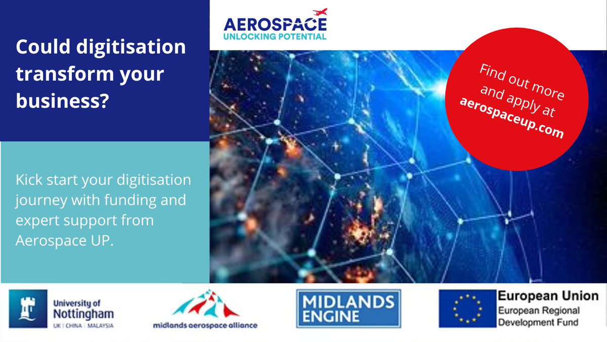 Digitisation could be key to giving your company a competitive advantage now and into the future. Kick start your digitisation journey with funding and expert support available through Aerospace UP: aerospaceup.com/digital #aerospace #Industry40 #ukmfg