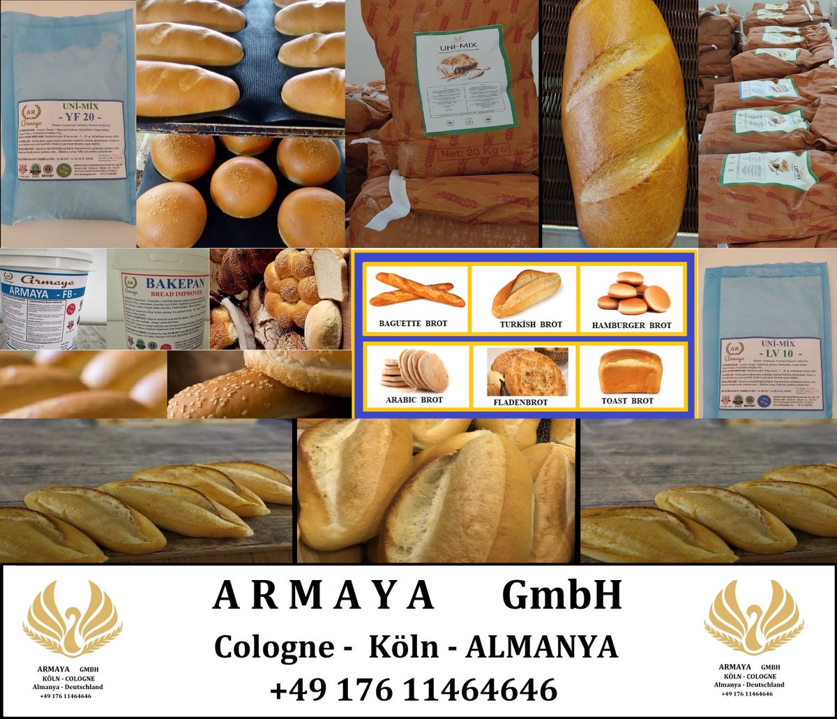 #bread #breadimprover #flourimprover #bakingpowder #instantdryyeast #yeast #levure #bakery #bakerymachine #bakeryingredients #boulangerie #pain  #backmittel #brot #fırıncılık #ekmek #ekmekçilik  
Armaya Gida - İstanbul/TURKEY
Armaya GmbH - Cologne/GERMANY