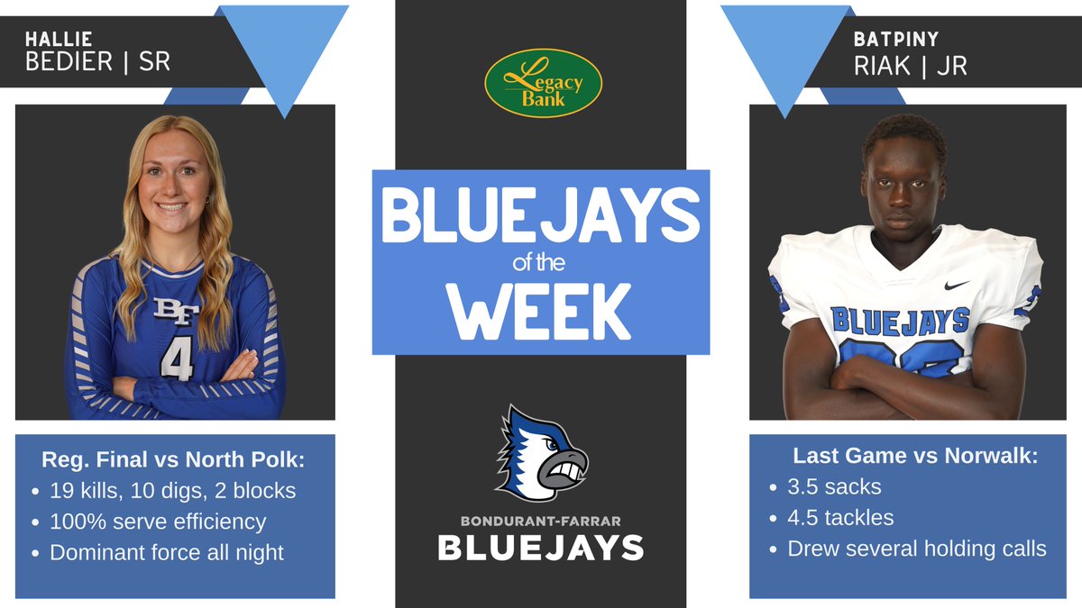 Bluejays of the Week - presented by <a href="/LegacyBankIA/">Legacy Bank</a>