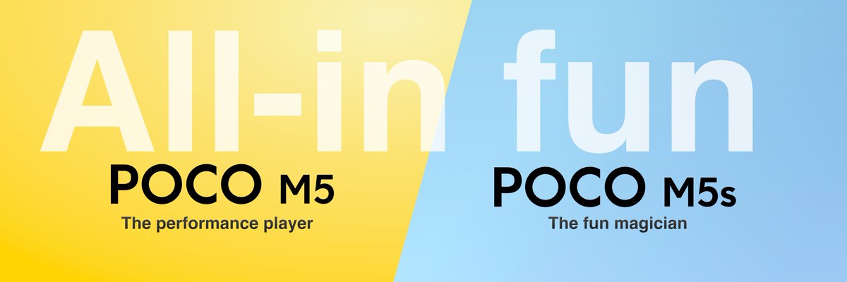 POCOKenya's tweet photo. Welcome our brand new M5 series! It is #AllinFun with #POCOM5 and #POCOM5s which offers the best entry to midrange smartphone!
#TheFunMagician #ThePerformancePlayer https://t.co/fpwbNxpesl