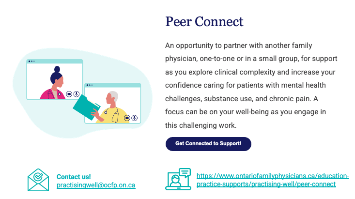 javedalloo's tweet photo. You're not on your own, as you learn more about how to care for complex #mentalhealth conditions in #primarycare:
#PractisingWell #PeerConnect offers flexible & free 1:1 & small group learning opportunities for #FamilyDoctors.
📲https://t.co/Stf38Ero42
#ONhealth #MedEd https://t.co/GSw3CXi9BU