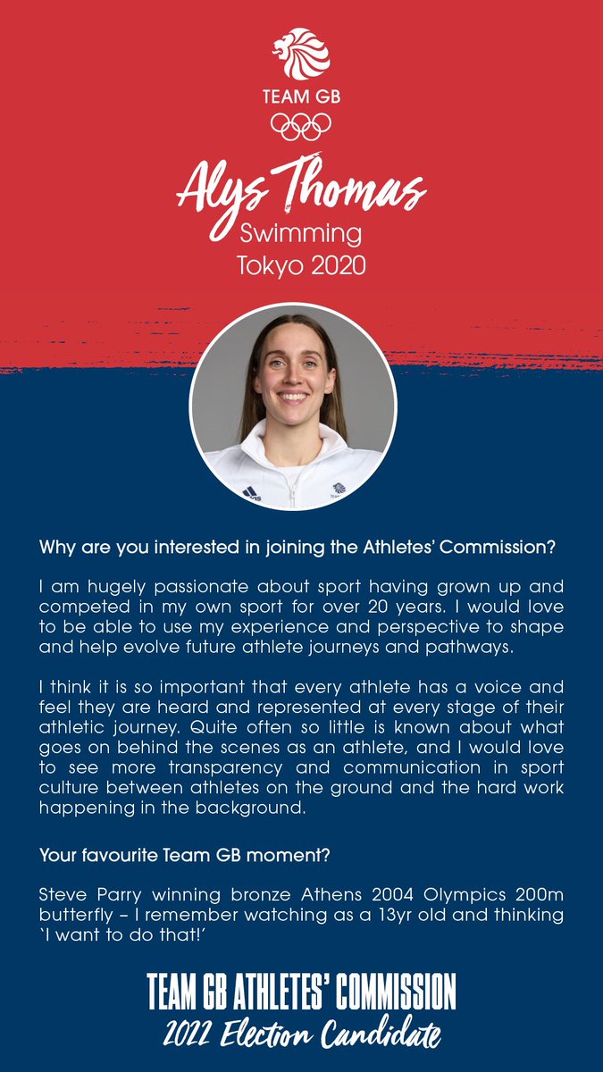 Voting is open for new members ofTeam GB Athletes Commission 🗳️ Check your emails for voting eligibility (any GB Olympian since 2010 or Gold Club member) Please give me a vote! 🙏