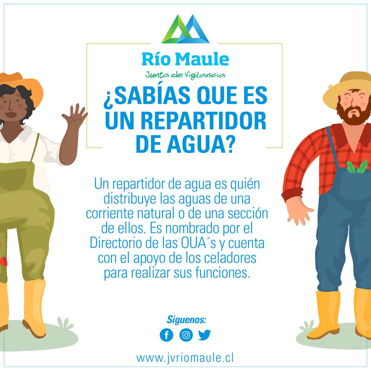 JVMRioMaule's tweet photo. ✅ Hola! En nuestra constante labor por mantenerte informado y porque cada día vayamos aprendiendo un poco más, es que hoy 🗓️ te contaremos cuál es la función de un Repartidor de Agua 💦#jvrm #agricultura #agua #riego https://t.co/BB9KFklReg