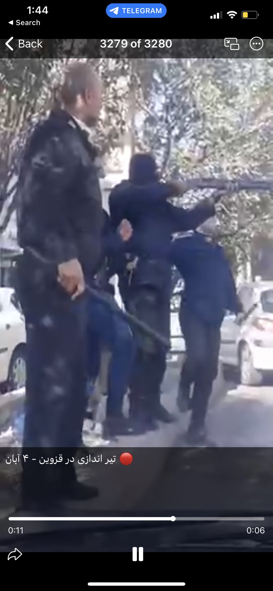 Priscillia Kounkou Hoveyda on Twitter: "📍Qazvin, WATCH til the police enters frame, raises shotgun and shoots 🤯 ‼️‼️‼️ #Iran cops with shotguns and ski masks on, shoots in broad day light amongst