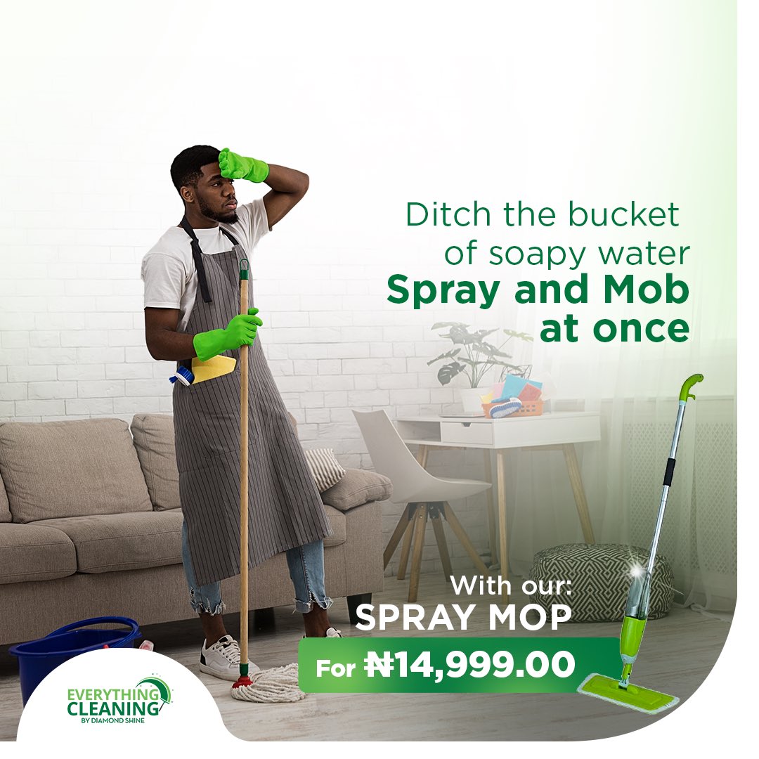 EcleaningNG's tweet photo. Spray mops offer an easier, more economical and a more convenient way of mopping the floor.
You don't need to carry a heavy bucket of water around or keep bending over the mop bucket which makes them better for your back.
#EverythingCleaning #CleaningProfessionals #Cleaning https://t.co/Ovc4DMeszf