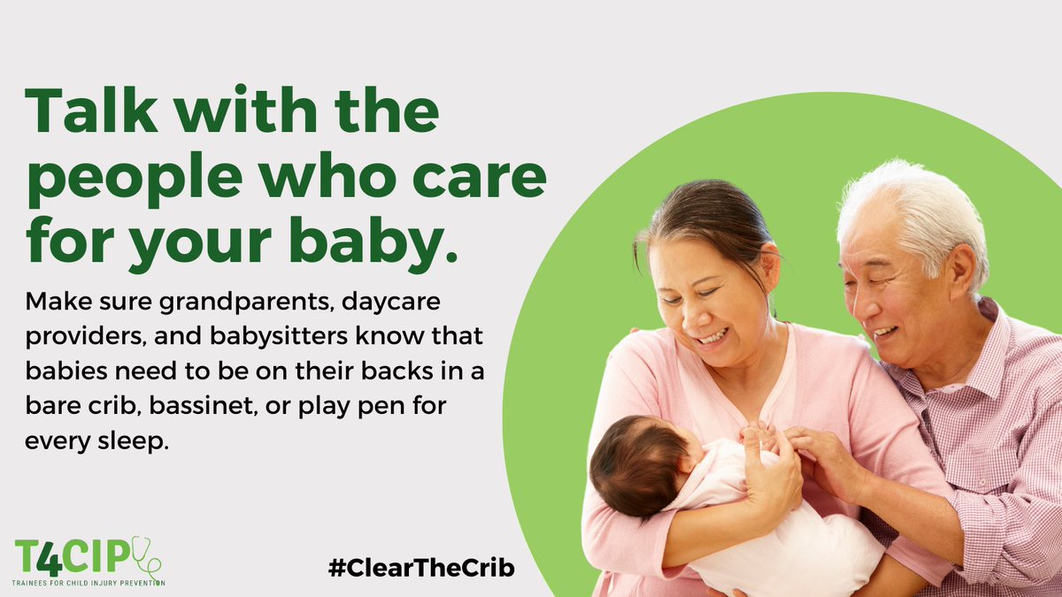 It’s important to educate parents about the “ABC’s” of safe sleep (babies should be Alone, on their Back, in a Crib); and in turn, encourage them to spread the word to their infants’ additional caregivers! @CIRPatNCH #ClearTheCrib