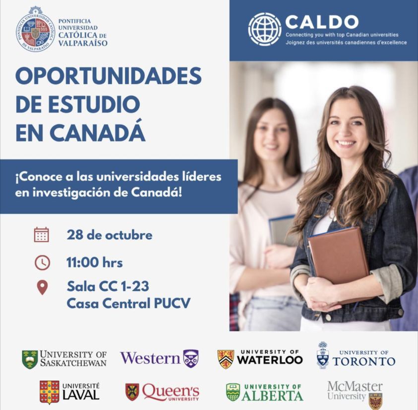 ¿Te interesa estudiar en Canadá? 🇨🇦

Conoce las oportunidades de intercambio y pasantías en pre y postgrado, así como también, las posibilidades de investigación conjunta que ofrecen universidades líderes de este país

🕜Viernes 28 - 11.00 horas
📍Sala 1-23  (Casa Central)