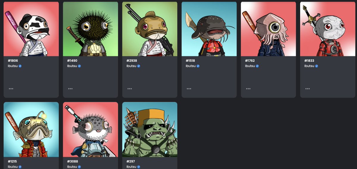 My favorite project #NFTs is <a href="/Ibutsu_nft/">Ibutsu NFT 🐲</a>. 
I share with you my family of #hachusu. I sweep the floor, because i think soon the floor will to high. 

When you have this NFT, you earn <a href="/apecoin/">ApeCoin</a> without stake. I hope, one day my project will be amazing too