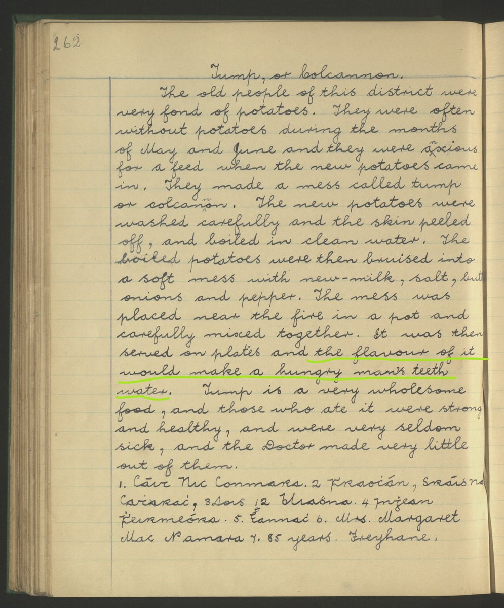 UCDDigital's tweet photo. Oíche Shamhna, and the traditions that come with, is almost upon us! We're fond of this write-up of colcannon from the Schools' Manuscript Collection, "... the flavour of it would make a hungry man's teeth water." 

@bealoideasucd @duchas_ie @UCDLibrary 
🔍https://t.co/XClduUGUua https://t.co/Byl2bUr3Vr