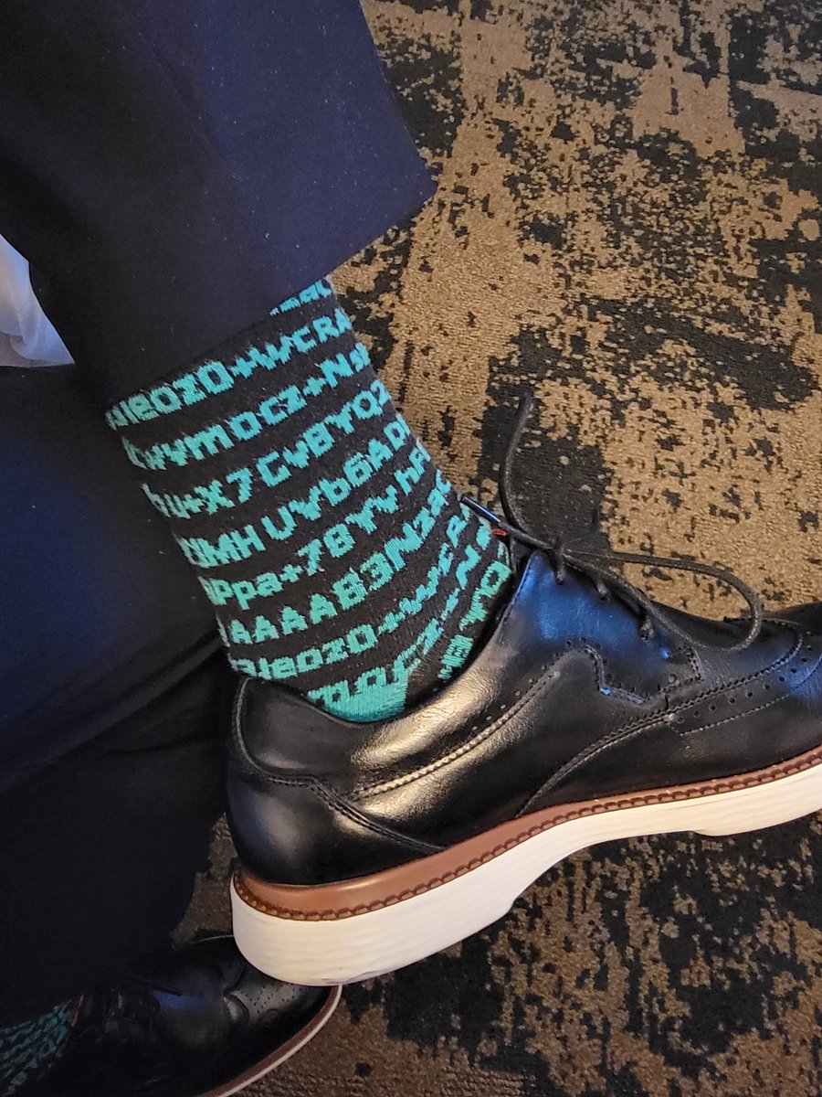 For today's #SocksOfSecurity at #EDU22, I was going to wear socks that had my Lastpass master password written on them. But that was too long & strong, so I'm just sharing the salted hash instead. @EDUCAUSE_HULK @CalStateCISO #EDUsocks