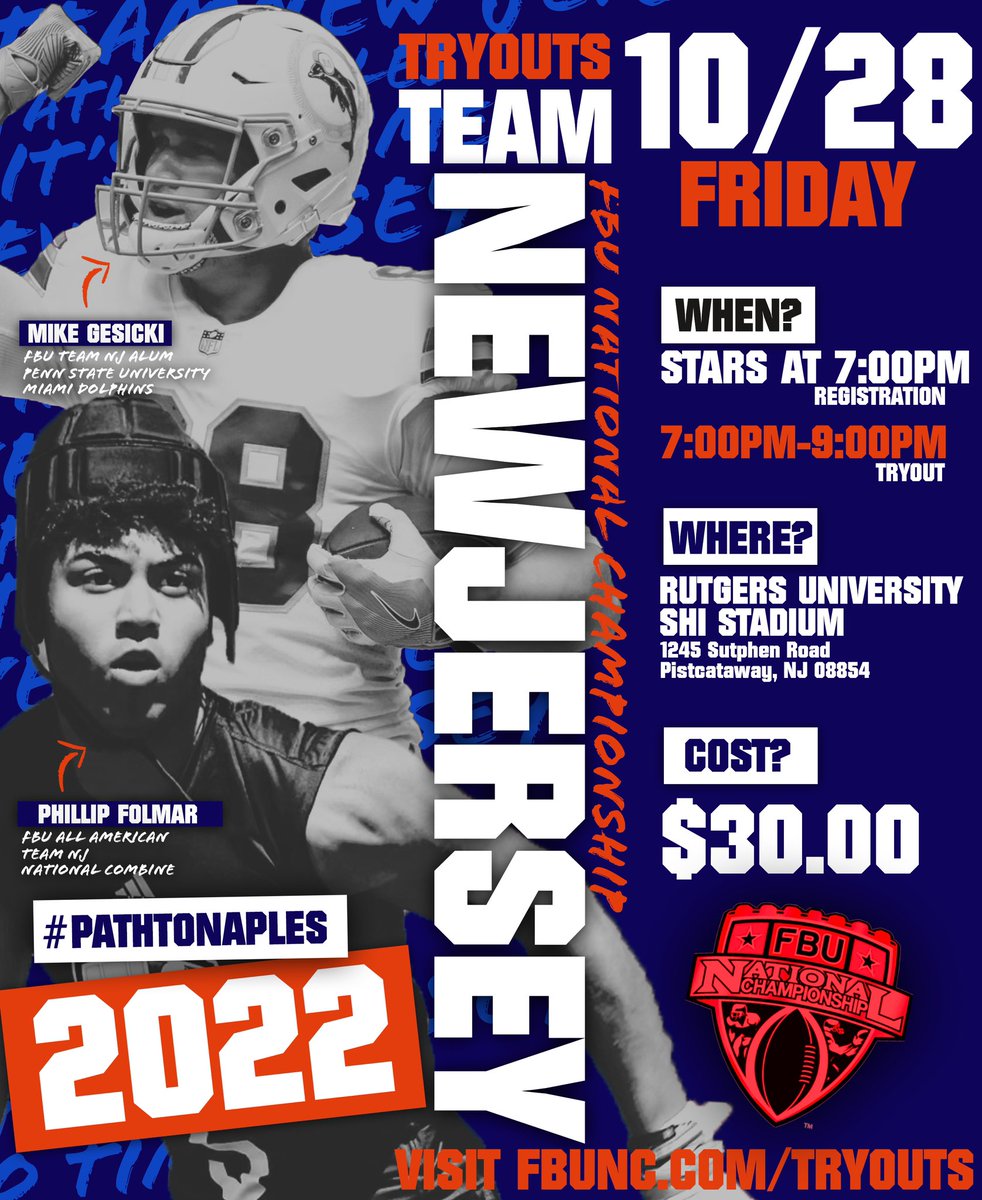 JERSEY LET’S BALL 🚨 Attention all NJ area ballers!! The 2022 FBU National Championship has begun! FBUNC Team New Jersey is holding tryouts for this years elite squad 🌴 Visit the link ✅ FBUNC.com/tryouts #FBUNC