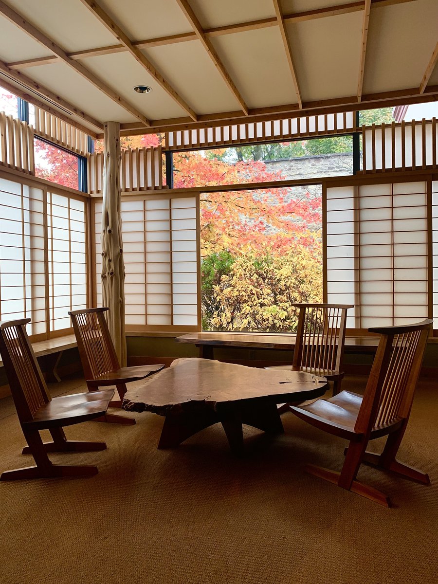 Today is a perfect day to come visit the Michener Art Museum &amp; enjoy the beautiful fall foliage right from our Nakashima reading room!