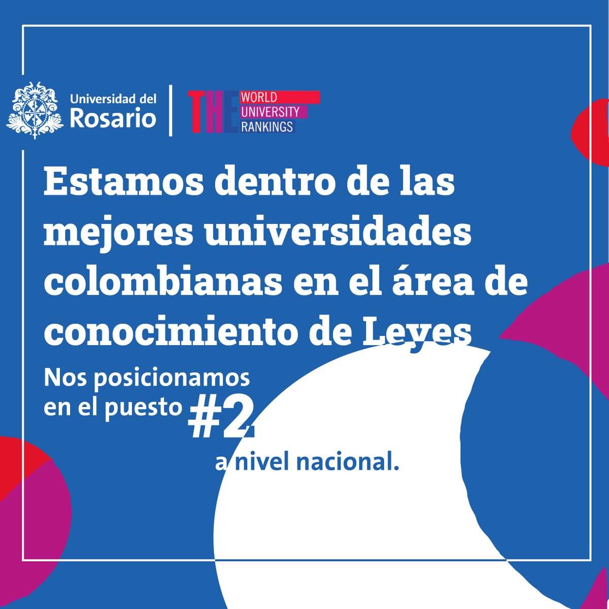 Juris_urosario's tweet photo. ¡Nos consolidamos entre las mejores Universidades y Facultades a nivel mundial!

La Universidad del Rosario ocupó la posición #2 en el área de conocimiento de Leyes en el país, según el ranking THE By Subject. 

#OrgulloRosarista | #OrgulloJuris https://t.co/gYjJ7KjdQx