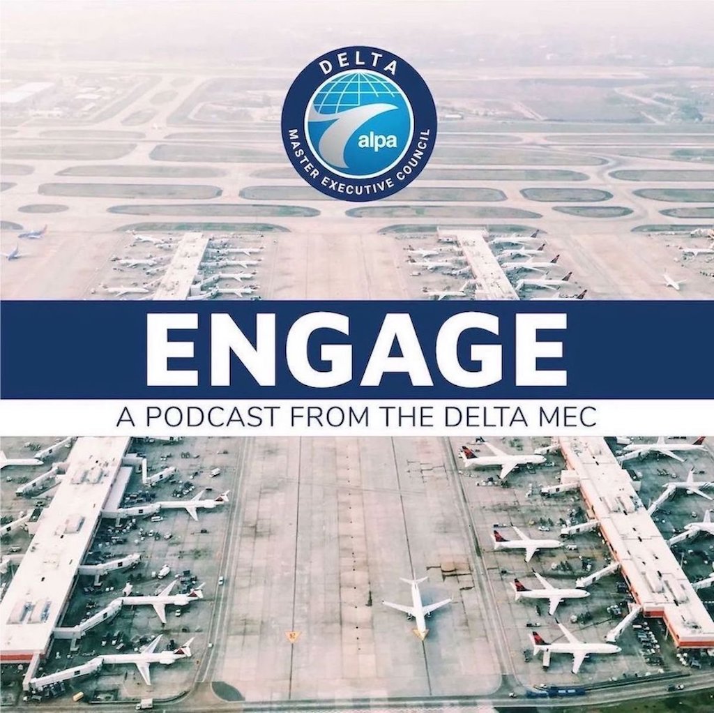 Delta_Pilots's tweet photo. On this ep of Engage, FO Ryan Argenta hosts Delta pilot family members who've gone through a strike & those that have not. He discusses what resources are available during a strike & what a strong strike authorization vote means for #DeltaPilot families. https://t.co/BkdDtWFbXI https://t.co/ugRk9I4j49