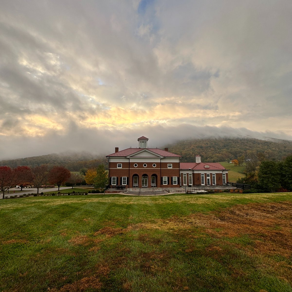 Beautiful fall colors 🍂 and sunrise ☀️ over Kappa Sigma International Headquarters this morning.