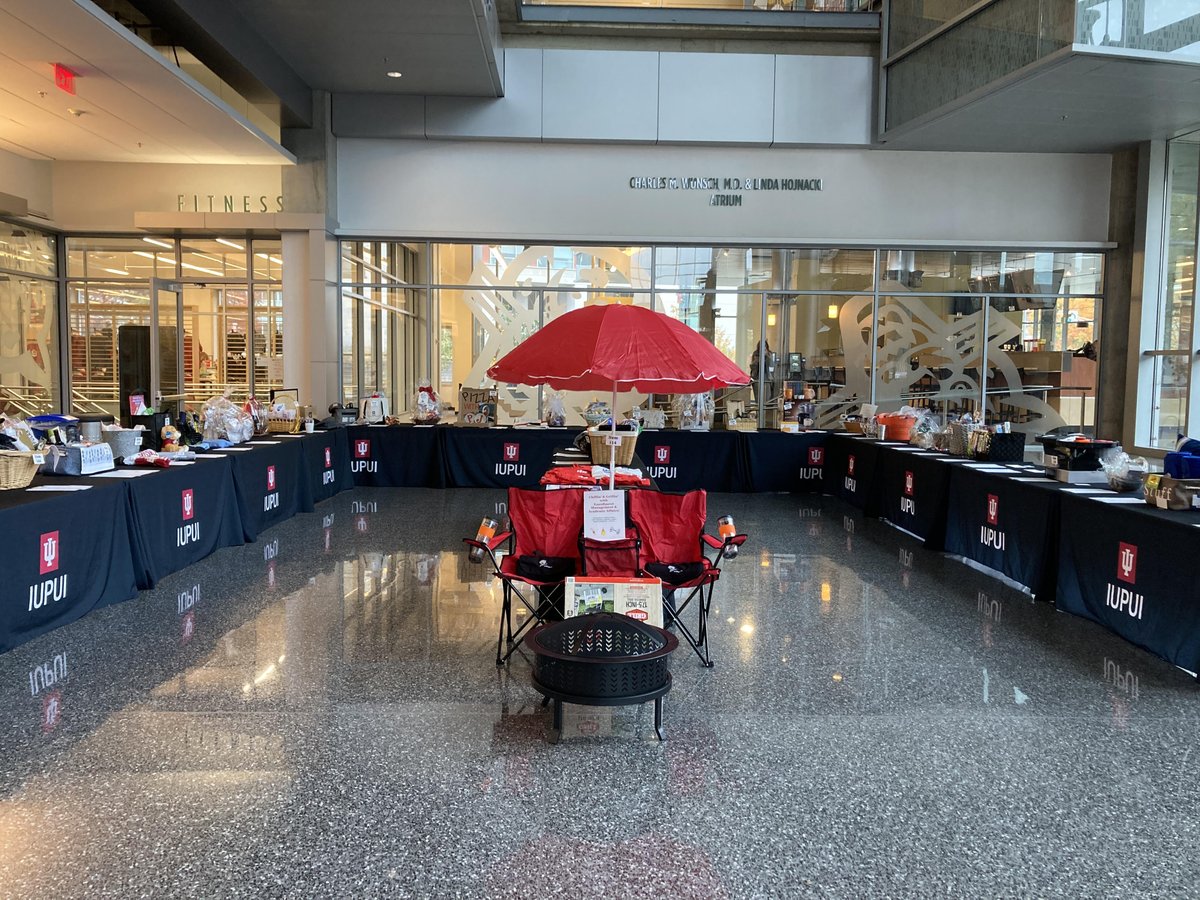 IUIndyUWay's tweet photo. We are live! Come visit us in the IUPUI Campus Center atrium for our annual silent auction. The baskets are incredible, and all bids go directly to Hoosiers in need! #iupuiUway22 https://t.co/V4luDyq9PD