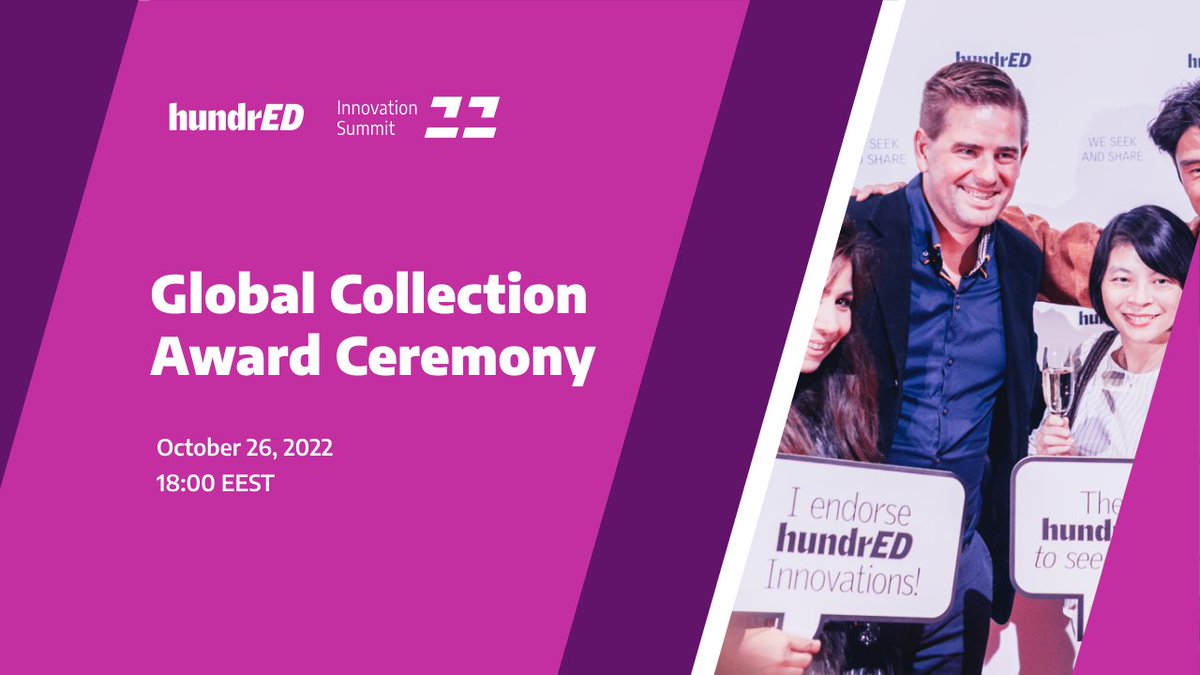 The Global Collection Awards Ceremony is starting at 6pm Helsinki Time! We are excited to be celebrating our community of education innovations for their amazing work in creating impactful and scalable innovations. Watch it online: bit.ly/3eIMamb  #HundrEDSummit
