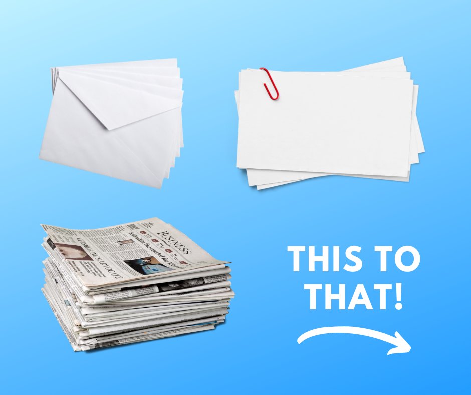 SimplyRecycleMB's tweet photo. #ThisToThat: paper is recycled into – you guessed it – more paper! This includes tissue paper, magazines, and paper bags. #SimplyRecycle https://t.co/PeGwUL1JZm