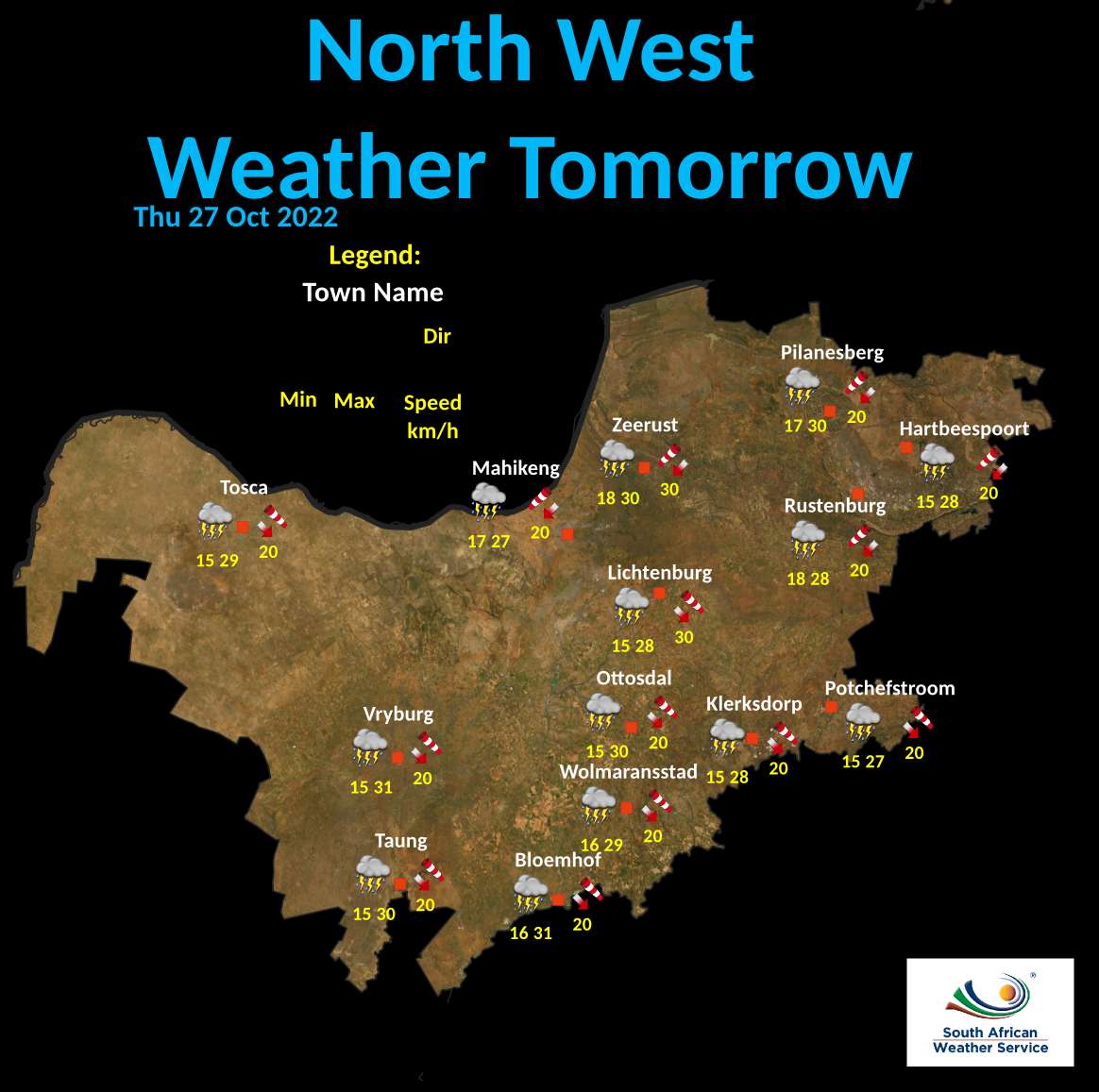 SA Weather Service on Twitter "North West Tomorrow 's Weather overview