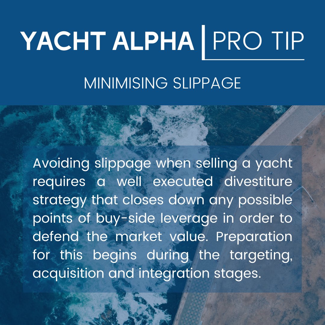 Slippage during a transaction is due to a poorly executed divestiture strategy, it should not be factored in to a listing price nor accepted as a standard industry occurence.

#yachtalpha #doingthework #makingsense #yachting #liquiditymatters #alpha #ownershiplifecycle