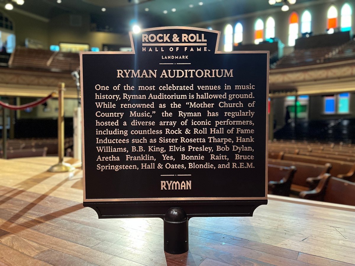 Back in May, the Ryman was named an official @rockhall Landmark. Starting one week from today, we're partnering with them on a new tour feature to celebrate the legends who shook the Ryman's stained-glass windows and rattled the pews. Rock with us: opryent.co/3e8kuH0