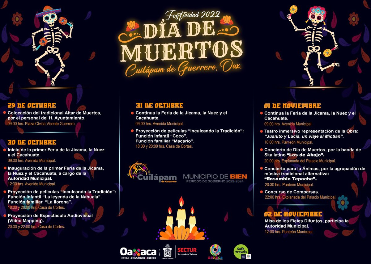 Festividad Día de Muertos, 29 30 y 31 de octubre, 01 y 02 de noviembre de 2022, Cuilápam de Guerrero.
#Oaxaca #TwitterOax #México #Turismo <a href="/TeInvitoaOaxaca/">Te Invito a Oaxaca</a> #OaxacaLoTieneTodo