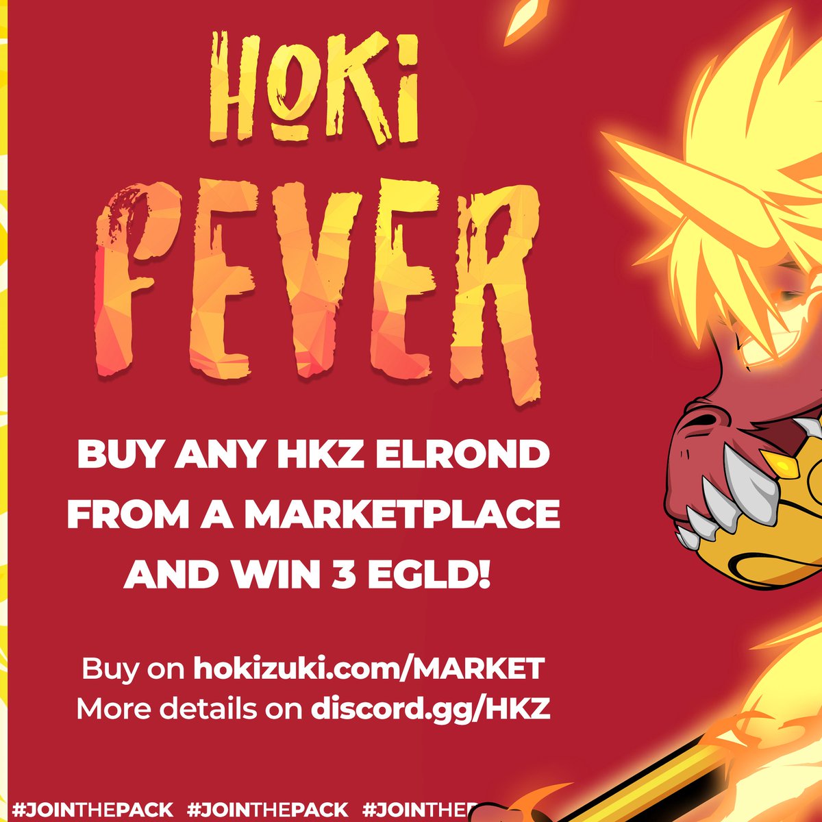 HokiZuki's tweet photo. The fever is back!
Any Hokizuki Elrond NFT bought between 25.10 - 28.10 is eligible for one of the 3 prizes:
🥇1 $EGLD + 500 $HOKI
🥈1 $EGLD + 250 $HOKI
🥉1 $EGLD + 100 $HOKI
Buy on https://t.co/17Wz73Ozul
Post proof in https://t.co/5idbYj07yh
🎁RT for 50 $HOKI prize! https://t.co/YBen6d44ea