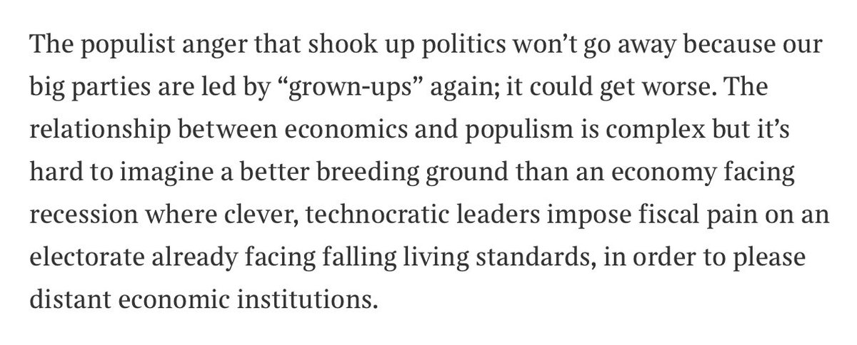 Populism hasn’t gone away, as @jameskirkup points out here. Anti-establishment movements are thriving - and not just in the UK. And with Britain’s main parties now led by dry technocrats, populism might be about to stage a serious comeback thetimes.co.uk/article/sunak-…