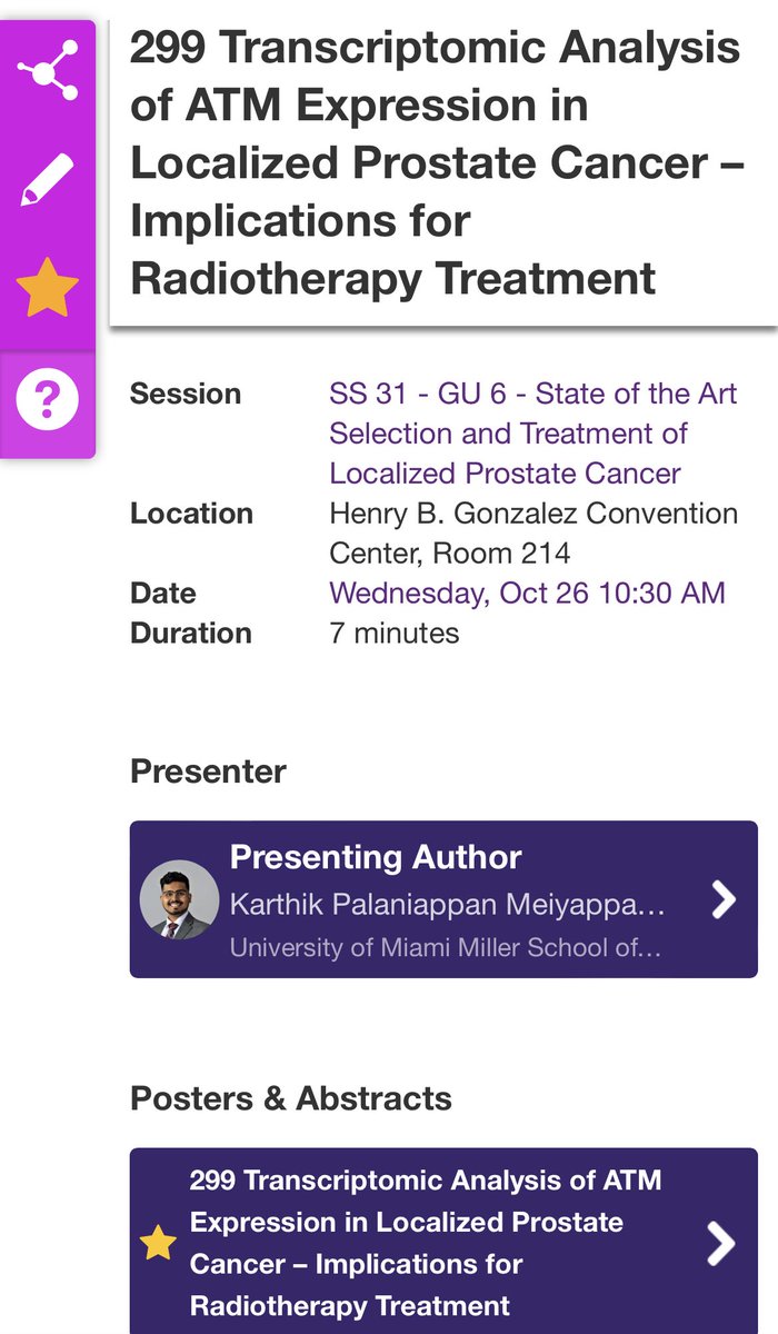 Please join us at 10:30 to learn more about the prognostic and predictive value of ATM in prostate cancer! #ASTRO22 #radonc ⁦@Applied_RadOnc⁩
