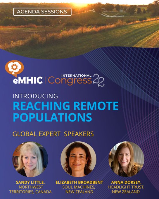 Soulmachines's tweet photo. Learn how #eMental #Health is transforming #MentalHealth care in remote and rural populations around the world, even where there's limited access to phone and internet services. Virtual & live event. https://t.co/IjFELHqzEN
#Psychology #eMHIC22 #DigitalMentalHealth @eMHIC_Global https://t.co/bz2yJuFz4X