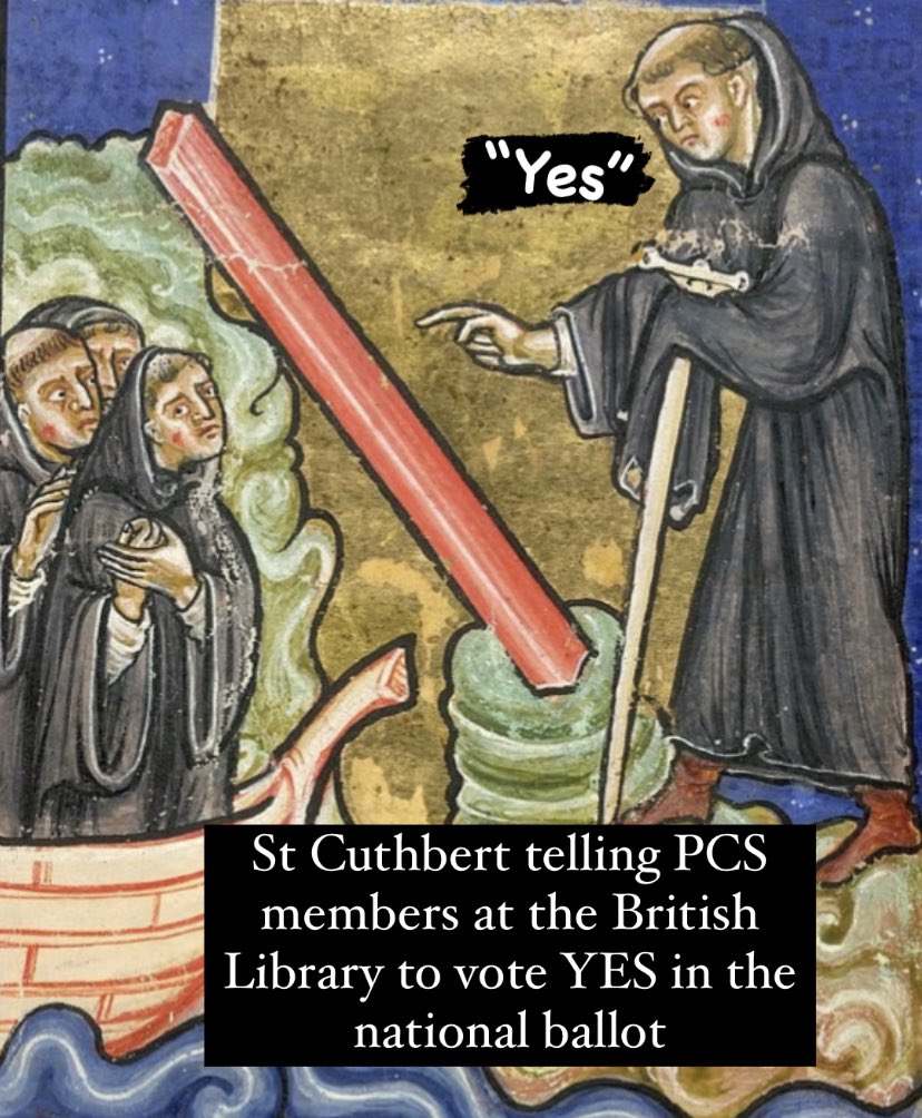 Our members at the British Library are sick of medieval pay levels!

Vote yes for industrial action on pay, pensions and conditions. Don’t forget to post in your vote for the <a href="/pcs_union/">PCS Union (pcs.org.uk)</a> national ballot!

#voteyes #pcsballot #raiseuppay