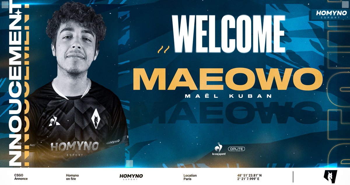 🆕 À l'aube d'une nouvelle saison #ESEA, nous souhaitons la bienvenue à <a href="/maeowo_/">maeowo</a>, notre nouveau joueur #CSGO ! 🐉

<a href="/cHeuuuuk/">cHeuuuuk'</a> quitte l'équipe, nous lui souhaitons une bonne continuation en le remerciant pour les performances accomplies 🫡

#HOMYNONFIRE 🔥