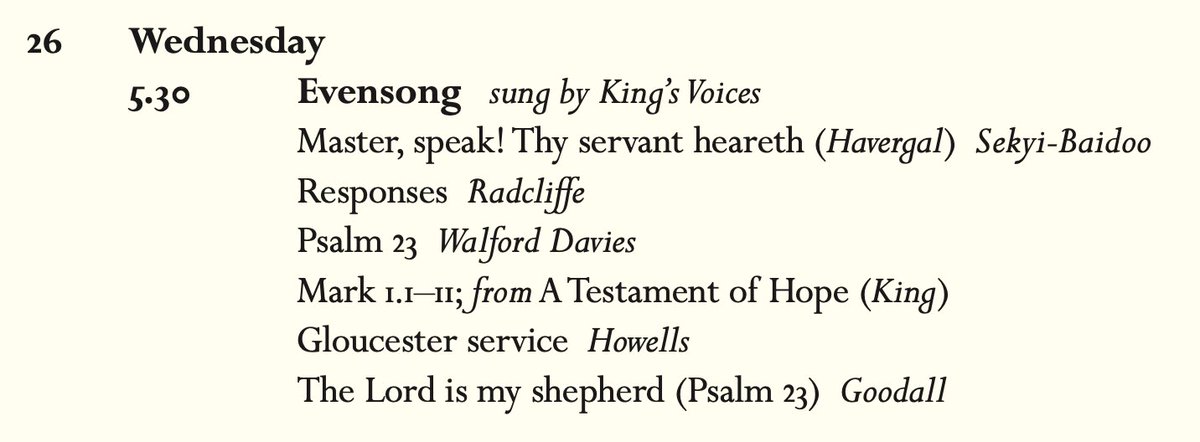 Join us for Evensong at 17:30 today! We'll be singing the glorious Howells Gloucester Service, and celebrating Black History Month with a gorgeous introit by @sekyib. We've also got an anthem by @Howard_Goodall that may be familiar to fans of The Vicar of Dibley...