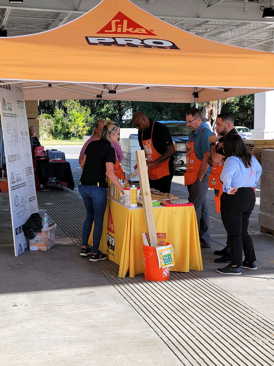 ShannonG386's tweet photo. They are about to fire up the grill at #HomeDepot 6335 in Port Orange Florida.  Stop by for pro appreciation lunch and swing by the #Sika tent so I can show you about all our awesome products. #SikaProSect #Rmax #FixItOnce https://t.co/nRlPCRfydQ