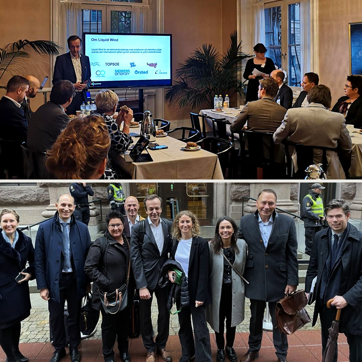 Today we were @Sverigesriksdag to discuss green electrofuel as replacement for marine fossil fuels. Together with our Alliance Partners @Orsted, @DFDSGroup, @StenaLine & @PortGot we had the possibility to share our ambitions and possibilities in reaching #ZeroEmissionShipping.