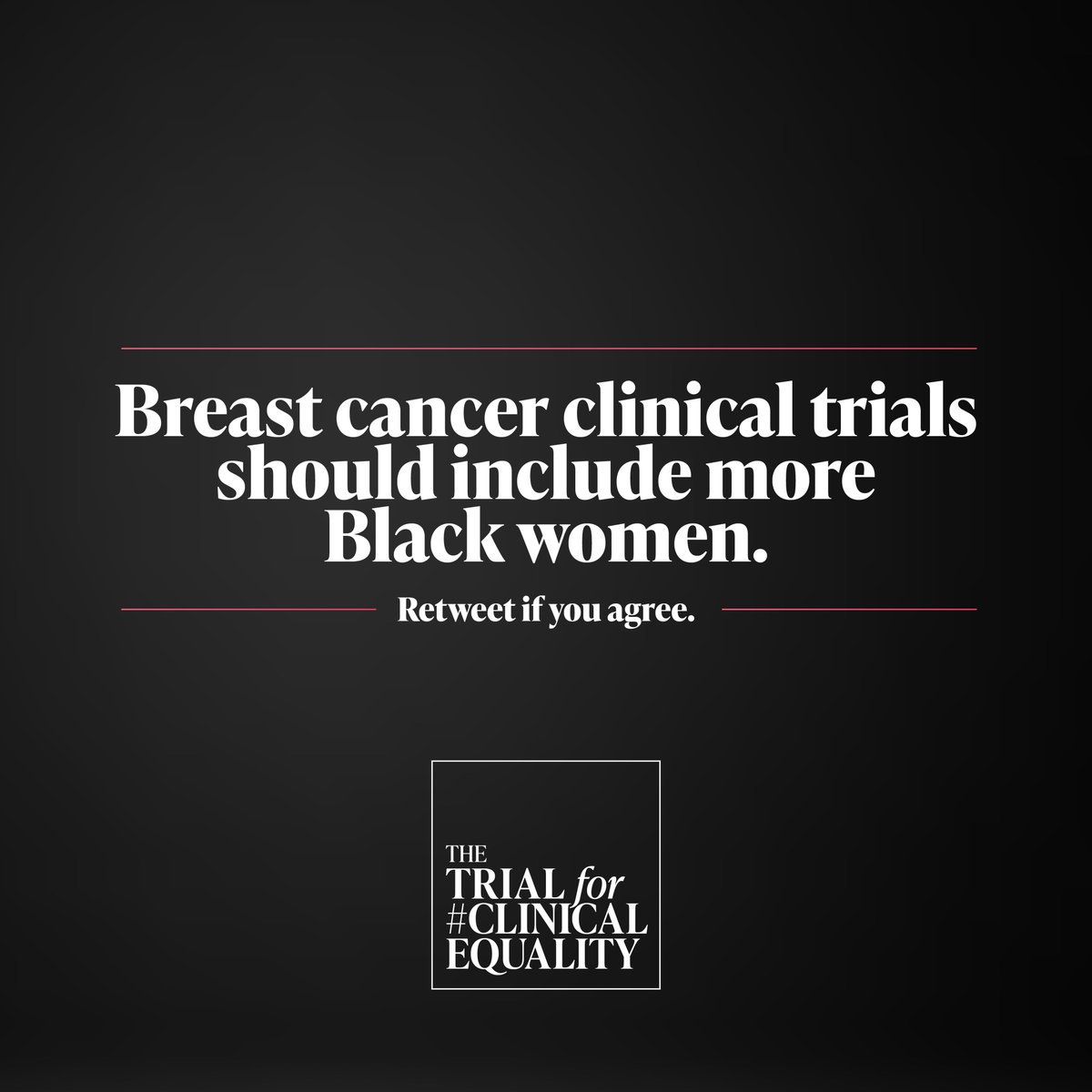 This #BreastCancerAwarenessMonth, we are demanding that #breastcancer clinical trials include more Black women. For the sake of good science and their lives. 

Retweet if you agree. 

#PinkOctober #ClinicalEquality