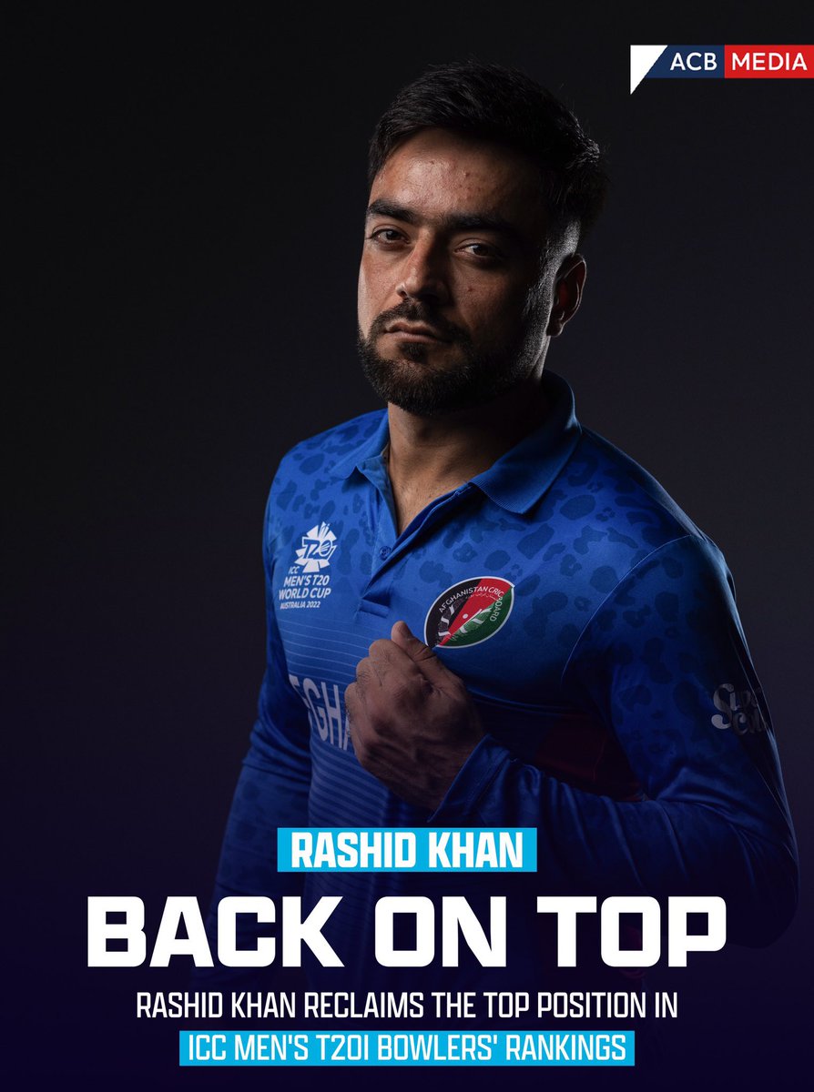 NChamkanai's tweet photo. Congratulations @rashidkhan_19 on being on 🔝 No.“1” once again!
Thanks for the Proud you always bring to the nation @ACBofficials @ICC @ICCMediaComms @T20WorldCup https://t.co/xT8kbDlsuz