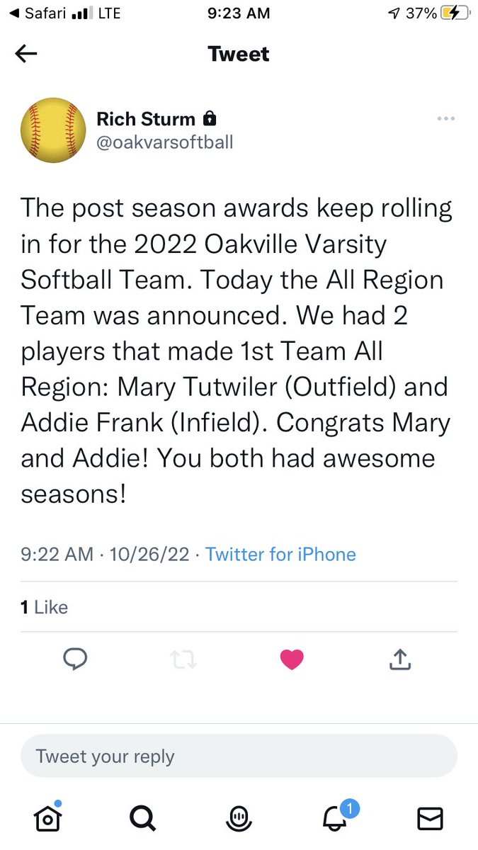Huge smiles! Congrats Addie and to the rest of my teammates for making my last season so memorable! <a href="/Bomber05Premier/">Brian Veselske</a> <a href="/MO_Bombers_2005/">Missouri Bombers 18u Gold Veselske/Roth</a> <a href="/mrcloe04/">🥎 Coach Cloe 🥎</a> <a href="/SEMOsoftball/">SEMO Softball</a> <a href="/CoachRedburn/">Mark Redburn</a>