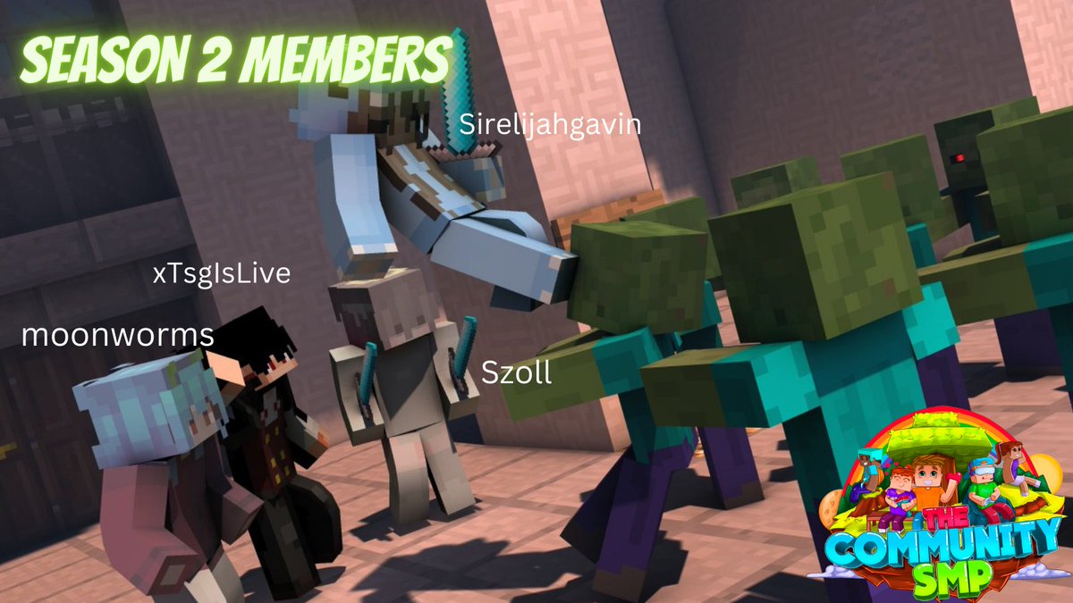 TheCommunitySMP's tweet image. Take a look at some more season 2 members!! The ultimate zombie kicking squad!! @teIephon3 @TsgIsLive @ih8szoll @Pinkpuppypawss #thecommunitysmp