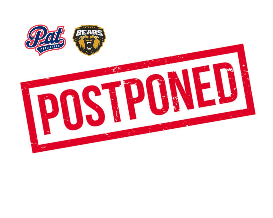 Tonight's scheduled game between the Pat Cs and the @EstevanBears has been postponed. A new date will be announced soon.