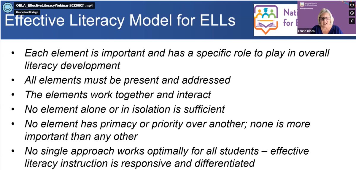 Absolutely. 'No element alone or in isolation is sufficient. No element has primacy or priority over another; none is more important than any other.'

#literacyforMLLs #multilingualliteracy #scienceofreading