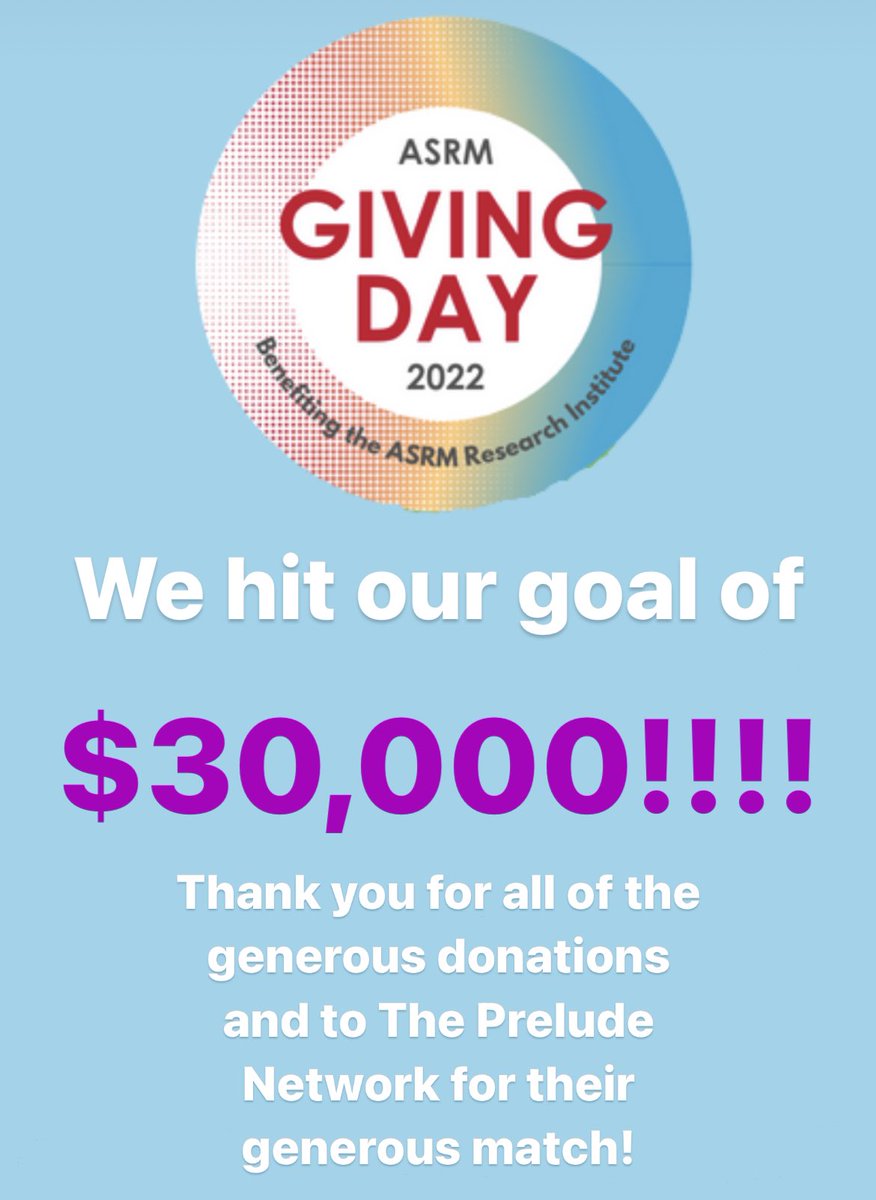 We did it!!!!!!! #ASRM2022 Giving Day was a huge success! $30k raised for #Accesstocare research!!