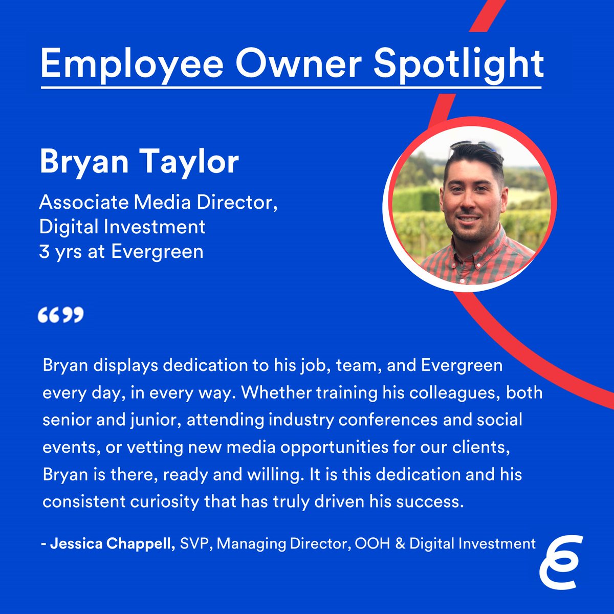 This week's Employee Owner Spotlight is Bryan Taylor of our Digital Investment team! Cheers! #ESOP #ESOPmonth #employeeowned #employeeowner #ESOPpride #evergreentrading #ownersonly #employeepride #employeeappreciation #workculture