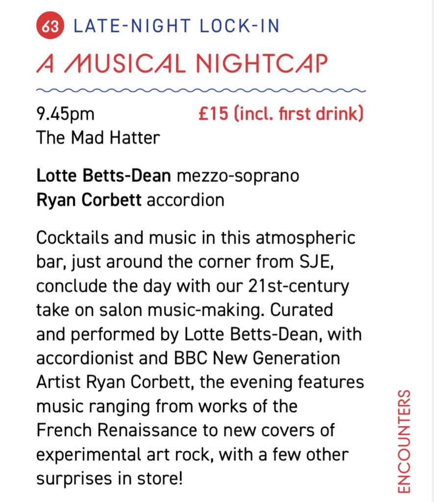 Tonight! A Musical Nightcap with @ryanaccordion, to close Day 13 of @OxfordLieder 2022. *Everything* from Monteverdi to Blossom Dearie, Poulenc to Radiohead, Schubert to Nick Drake, Josquin de Prez to Björk. Join us for cocktails 9.45pm @TheMadHatterOx 🍸 oxfordlieder.co.uk/event/1496