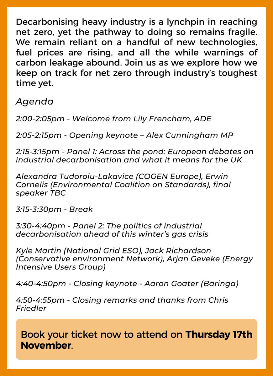 Have you signed up to #BECONF2022 yet? Joined by a fantastic range of speakers, we will be exploring how to decarbonise the UK's critical heavy industry by 2050. Click the link below to secure your free online place 👇👇 eventbrite.co.uk/e/business-ene…