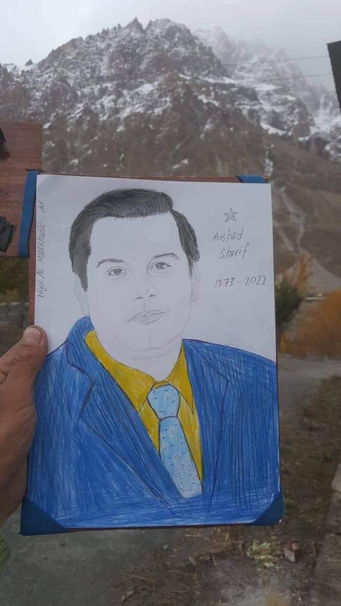 Tribute to #ArshadSharifShaheed by an artist nizar from #markhoon #gojal #hunza 
#arshadsharif #Pakistan